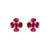 Metal 18k Gold Ruby and Diamond Cluster Stud Earrings- 2 Pieces For Sale - Image 7 of 11