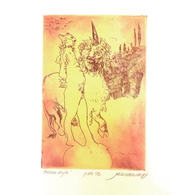 Tuscan figural print by the late Jules Maidoff with warm tones—classic and easy to place. Signed print (unnumbered)...