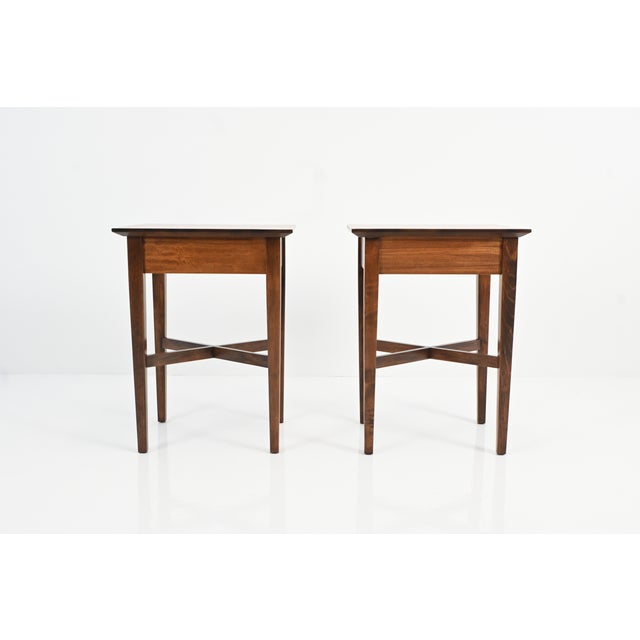 Mid-Century Modern Perspective Nightstands by Milo Baughman for Drexel, Pair | Newly Refinished For Sale - Image 13 of 15