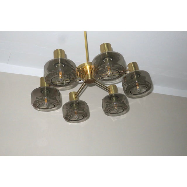 Large Brass and Glass Chandelier from Hans-Agne Jakobsson, Sweden, 1960s For Sale - Image 9 of 11