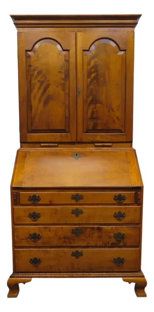 1960s Chippendale Style Tiger Maple Secretary by Kurt Richenburg