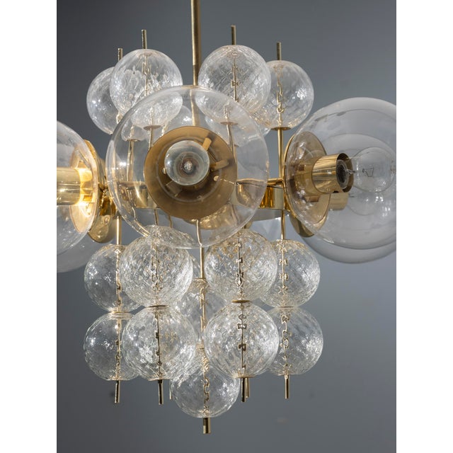 1960s Mid-Century Brass and Glass Chandelier, Europe, 1960s For Sale - Image 5 of 12