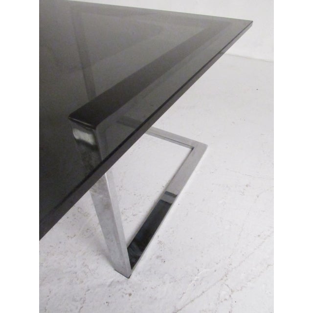 Metal Modern Chrome & Tinted Glass Coffee Table For Sale - Image 7 of 10