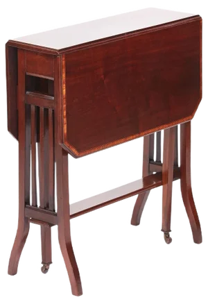 Antique Edwardian Mahogany Inlaid Drop Leaf Sutherland Table