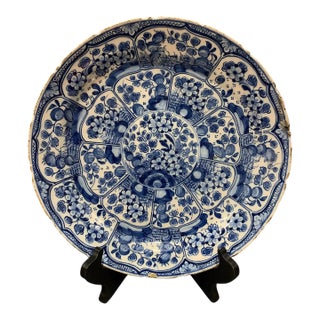 18th-19th Century Hand Painted Delft Platter For Sale