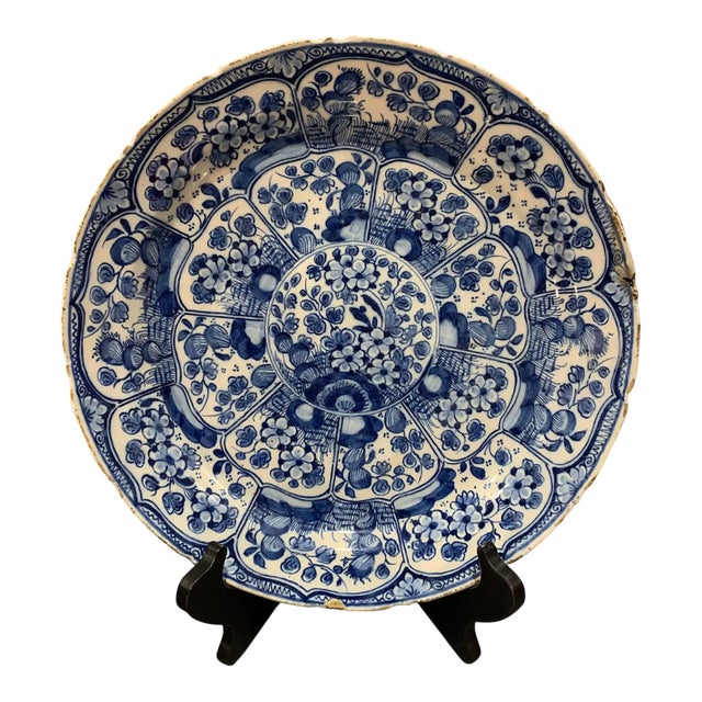 18th-19th Century Hand Painted Delft Platter For Sale