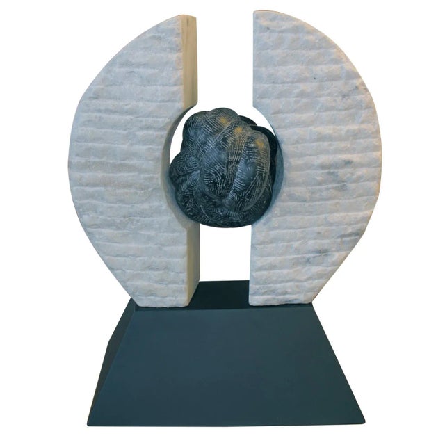 Marble and Steel Sculpture For Sale - Image 9 of 9