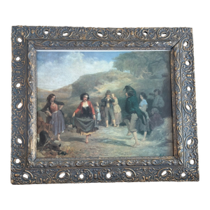 1980s National Gallery of Ireland Children Dancing at a Crossroad by Trevor Thomas Fowler Framed Reproduction