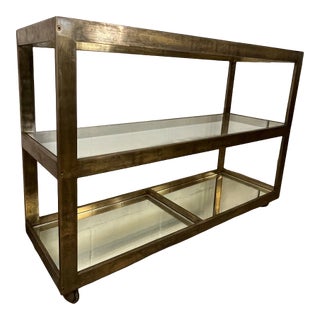 Bronze and Glass Mid Century Tiered Italian Bar Cart For Sale
