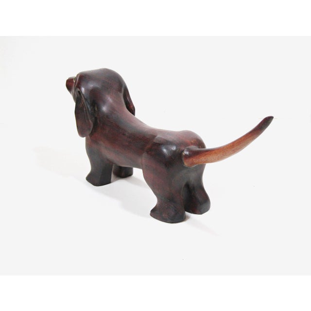 Wood Vintage Carved Hardwood Dachshund Sculpture For Sale - Image 7 of 8