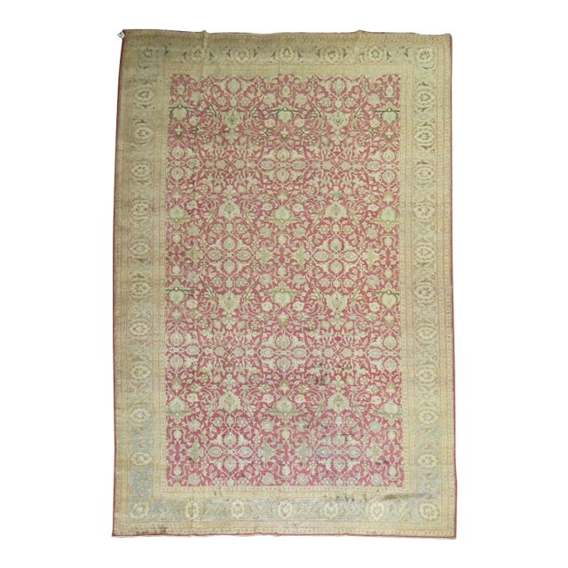 Raspberry Icy Blue Oversize Persian Tabriz Rug, Early 20th Century - 10' x 17' For Sale