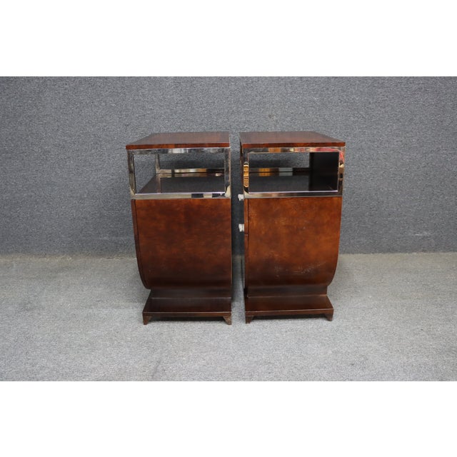 Wood Hickory + White Art Deco Style Nighstands For Sale - Image 7 of 11