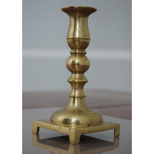 Brass Pair Virginia Metalcrafters Model 76-1 Brass Candlesticks For Sale - Image 8 of 9