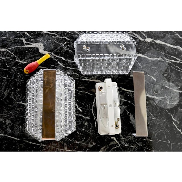 Glass Frosted Glass Sconces attributed to Kaiser Leuchten, Germany, 1960, Set of 2 For Sale - Image 7 of 8