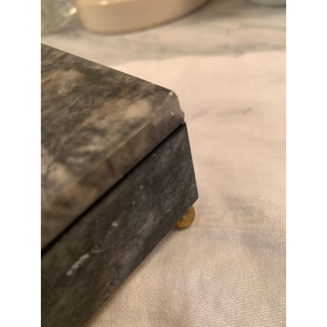 Gray Mid Century Gray Marble Box Gold Mounts For Sale - Image 8 of 12