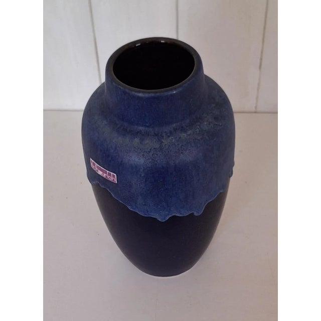 1970s Vintage Ceramic Vase in Blue by Scheurich, 1970s For Sale - Image 5 of 5