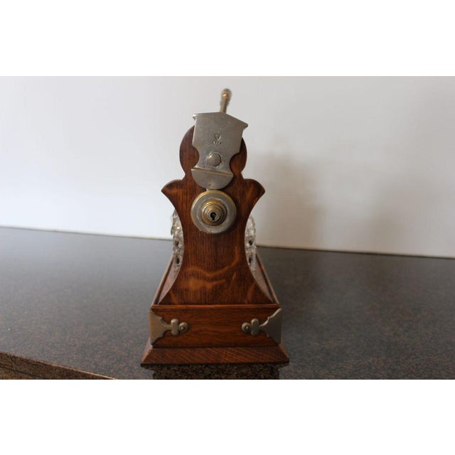 Victorian Antique English Oak Tantalus With Three Cut Crystal Decanters, C. Late 1800s For Sale - Image 3 of 6