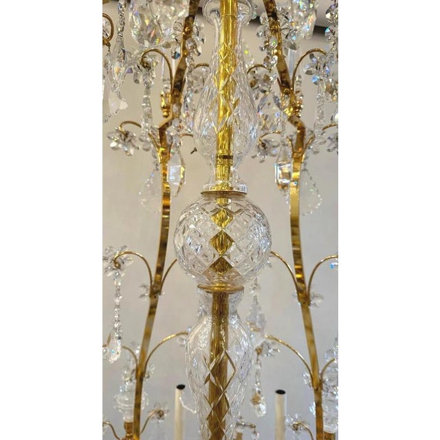 Large Chandelier In Gilded Bronze And Palwa Crystal - 24 Lights - Circa 1980. Up to 250V (Europe/UK Standard).The wiring...