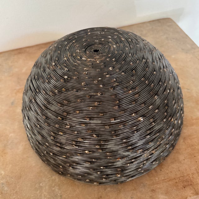 Silver Artisan Made Welded Metal Wire Bowl For Sale - Image 8 of 9