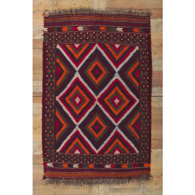 Textile Late 20th Century Vintage Persian Shiraz Kilim Rug, 03'08 X 05'07 For Sale - Image 7 of 8