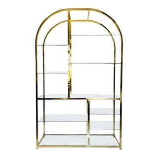 Gold Tiered Glass Arched Etagere by Dia Design Institute of America, 1985 For Sale