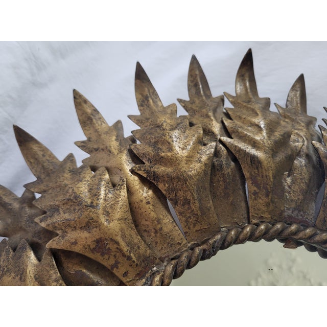 Vintage Spanish Gilt Metal Sunburst Mirror, 1960s For Sale - Image 4 of 6