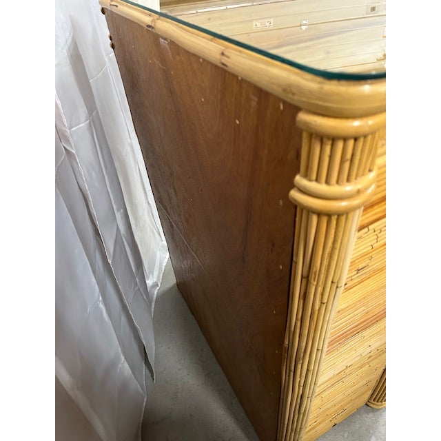 Wood Late 20th Century Pencil Reed Rattan Tall Chest For Sale - Image 7 of 9