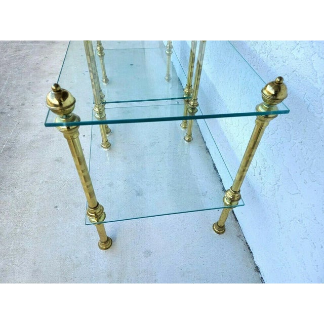 Metal Vintage 2 Tier Brass & Glass Side End Tables Nightstands - Set of 2 For Sale - Image 7 of 10