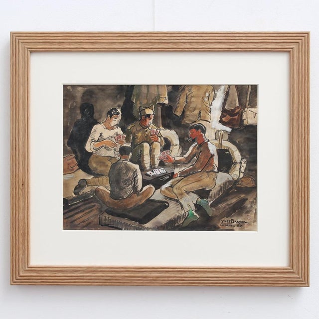 Soldiers playing cards', watercolour and gouache on art paper, by yves brayer (1939). Such an atmospheric image, this...
