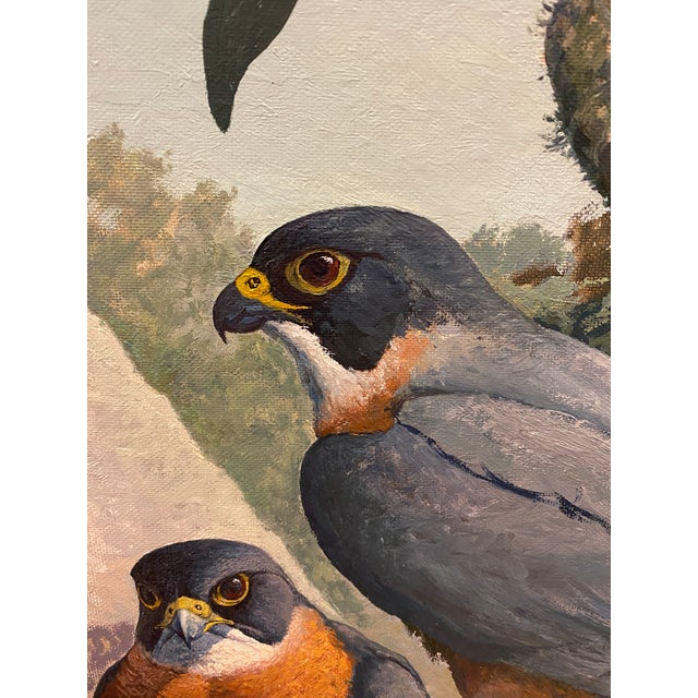 Late 20th Century Late 20th Century Falcons Original Oil Painting Richard Sloan Style Maya Temple Birds Rainforest For Sale - Image 5 of 13