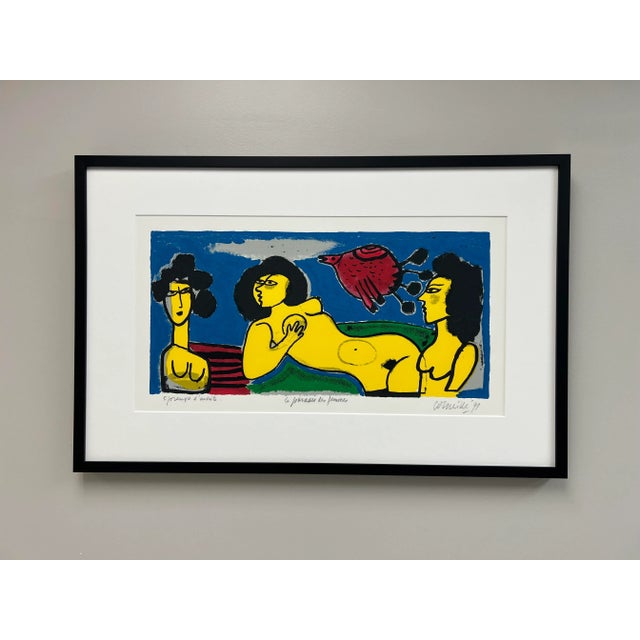 Blue Corneille, Guillaume (1922-2010), Artist’s Proof, Paradis De Femmes, Signed, 1991, Figurative Fantastical Warm Colors For Sale - Image 8 of 8