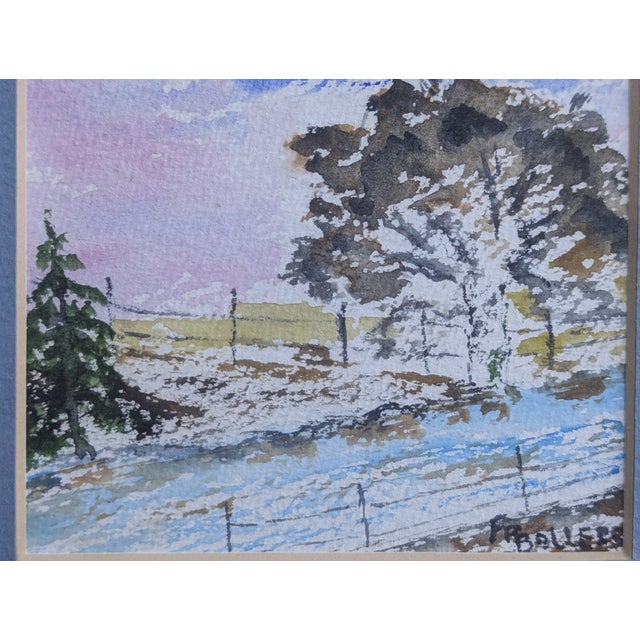 Farmhouse Vintage Original Landscape Farmland Watercolor Painting Signed For Sale - Image 3 of 10