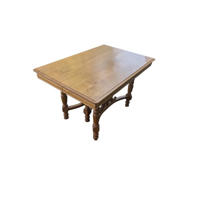 Early 20th Century Jacobean Revival Quarter-Sawn Tiger Oak 6-Leg Extension Dining Table For Sale - Image 15 of 18