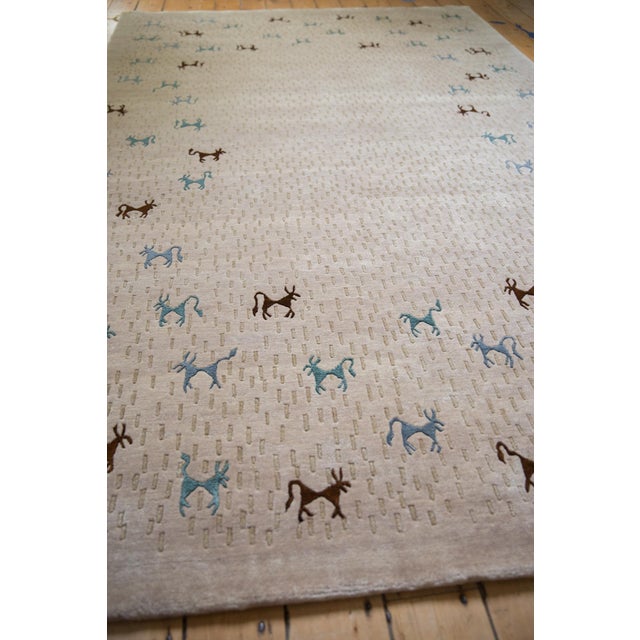 New Indian Folk Art Design Rug - 6' X 9' For Sale - Image 14 of 14