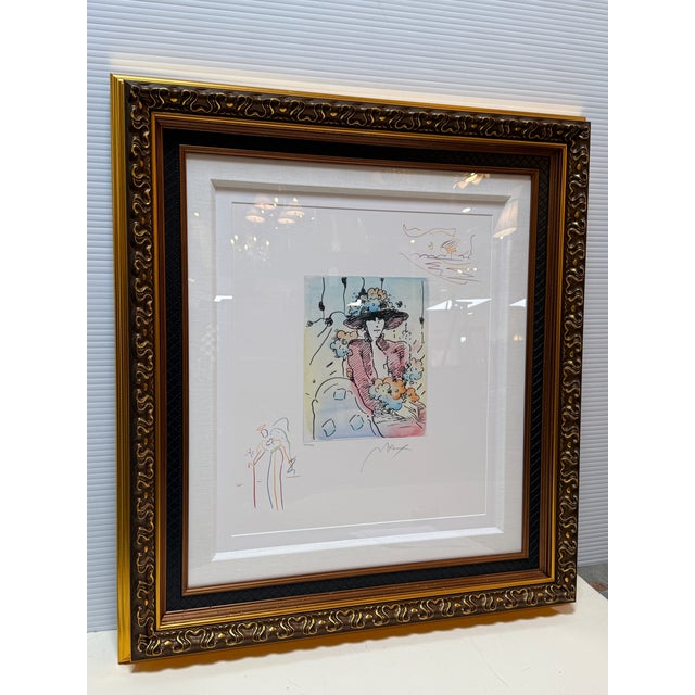 Abstract Circa 2017 Peter Max Brown Lady (Angel With Heart/Sailboat) For Sale - Image 3 of 12