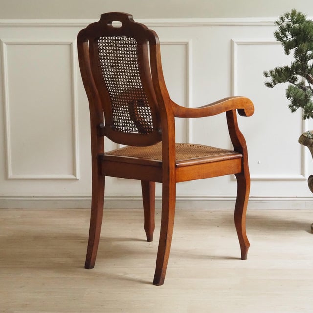 Art Nouveau Armchair in Walnut with Viennese Caning, 1900 For Sale - Image 12 of 12