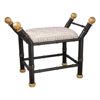 Boca Black Paros Greek Key Bamboo Bench For Sale