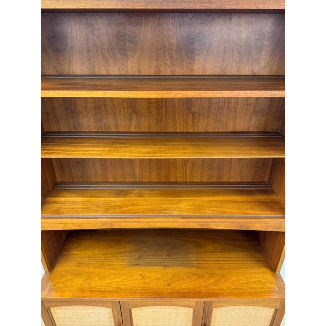 Vintage Lane MCM Hutch Rhythm Cane Door Bookcase Display China Cabinet Shelving For Sale - Image 14 of 17