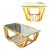 Restored Mid-Century Floating Glass Top Rattan Coffee & Side Table, Pair For Sale