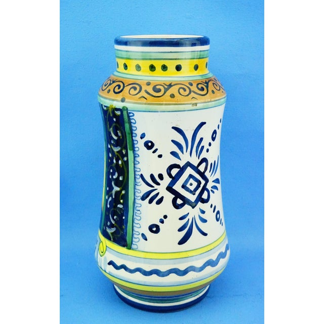20th Century Renaissance Albarello Pharmacy Vase in Majolica Ceramic from Deruta, Italy, 1950s For Sale - Image 3 of 18