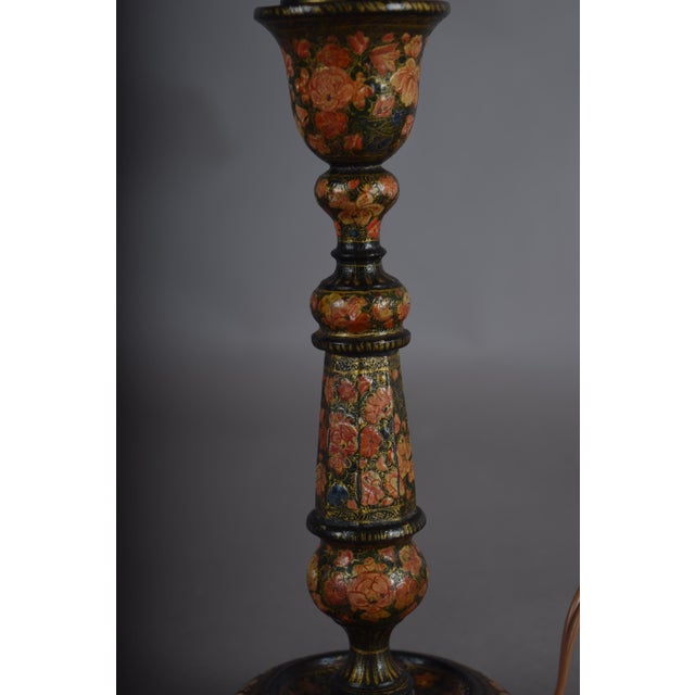 Antique Hand-Painted Kashmiri Wooden Table Lamp Base, 1910s For Sale - Image 12 of 16