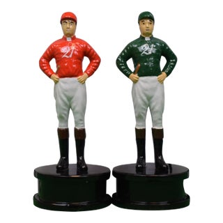 Set of "21" Club Red & Green Jockey Bottle Cap Openers W/ "21" Gift Bag, Late 20th Century For Sale