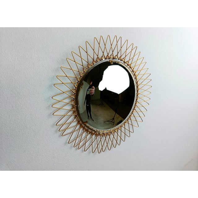 Vintage Bohemian Golden Sunburst Mirror, 1960s For Sale - Image 10 of 12