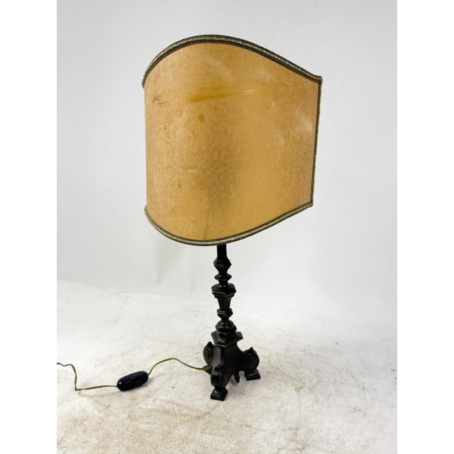 Antique Empire Style Bronze Table Lamp with Parchment Paper Shade, 1930s For Sale - Image 10 of 10