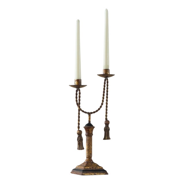 Neoclassical Rope and Tassel Candleholder, 1970s For Sale