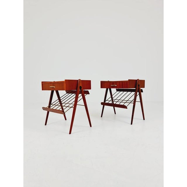 Mid-Century Danish Mahogany and Brass Nightstands, 1960s, Set of 2 For Sale - Image 16 of 18