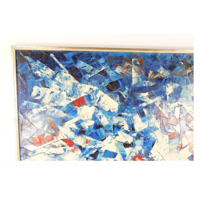 Beautiful abstract oil painting on Canvas by Marion Riseman (1928-2010). Signed and dated lower right, '74. Measures...