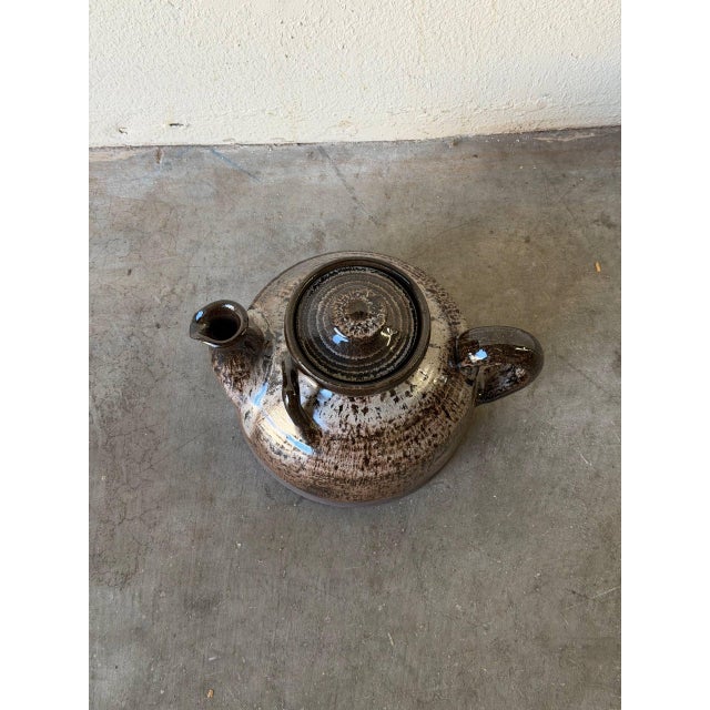 Vintage Danish Studio Pottery Teapot – Brown Drip Glaze Stoneware, 1970s For Sale - Image 4 of 9