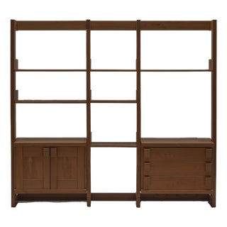 French Minimalist Wall Unit in Elm from Maison Regain, 1970s For Sale