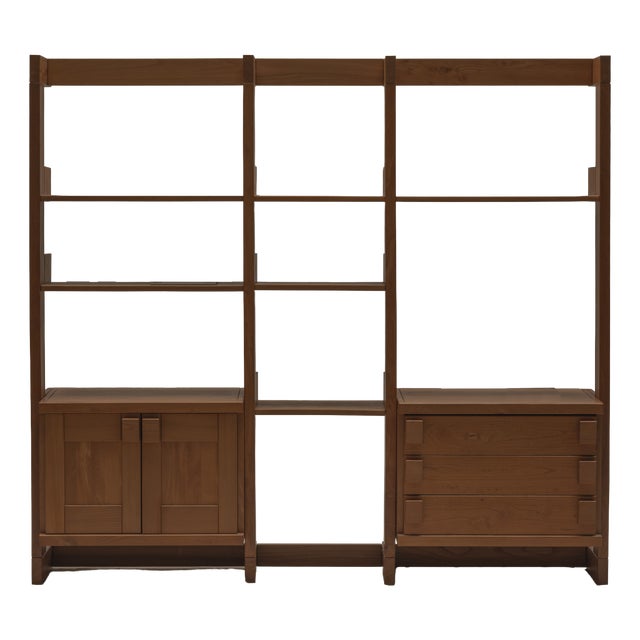 French Minimalist Wall Unit in Elm from Maison Regain, 1970s For Sale